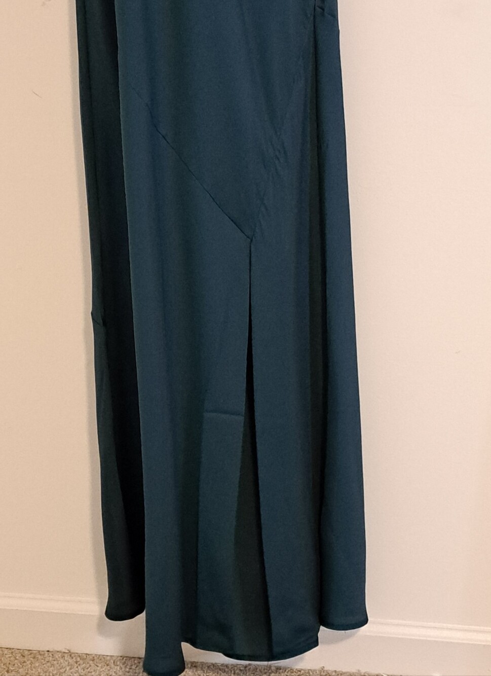 Banana Republic NWT  Sliky Teal Maxi Slip Dress with Side Slit Misses Large - Picture 7 of 10